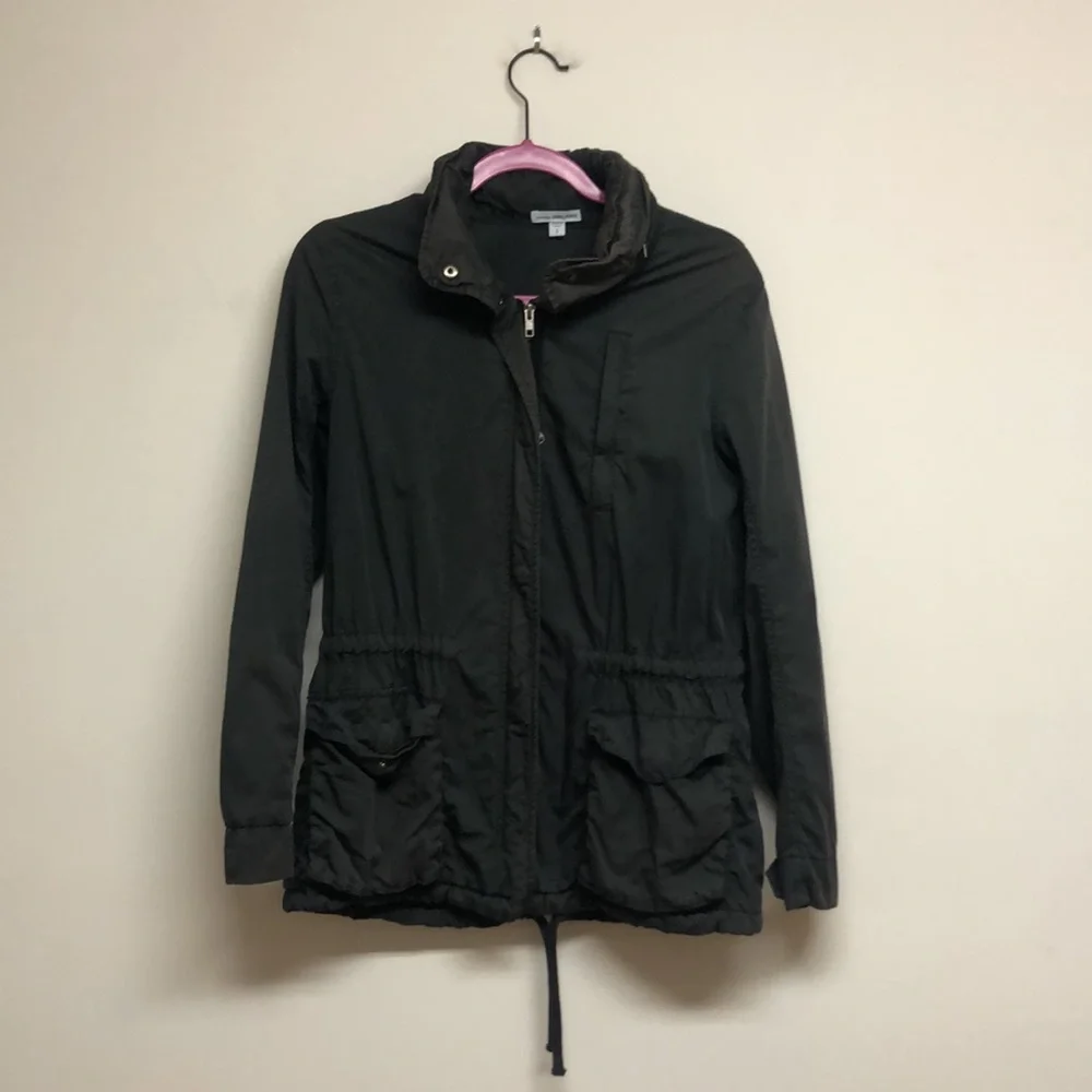 James Perse Cotton Blend Olive Green Gray Army Utility Jacket Hood 2 S 6 8 - Picture 3 of 11